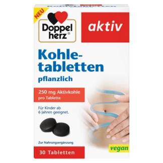 Abbildung der Produktverpackung Doppelherz aktiv Kohletabletten Frontansicht
